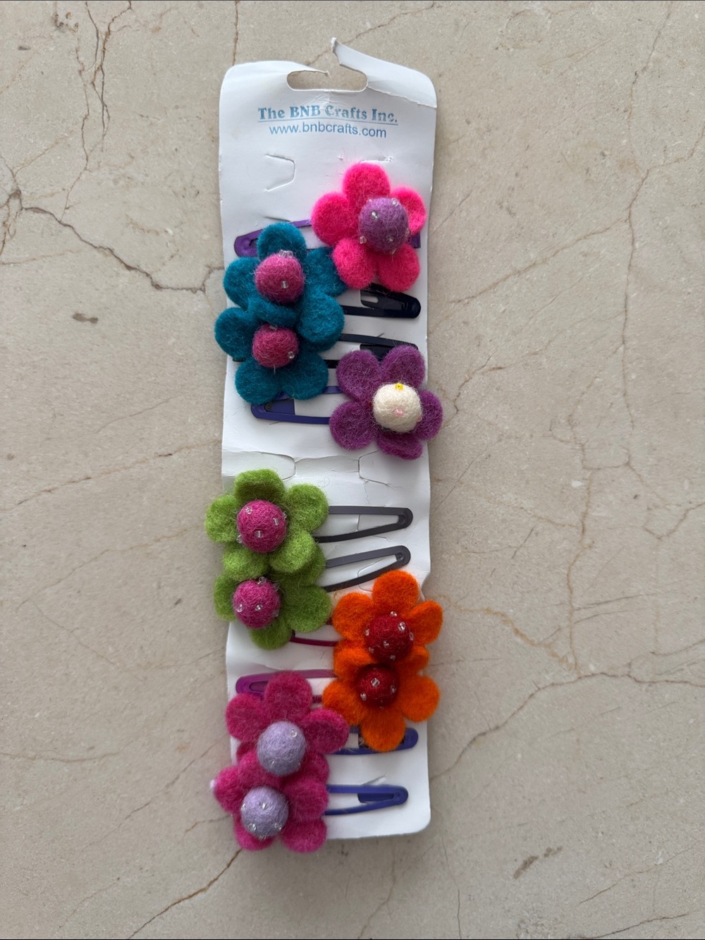 NEW Handmade Kids Wool Felt Flower Hair Clips - Assorted Colors 10 piece